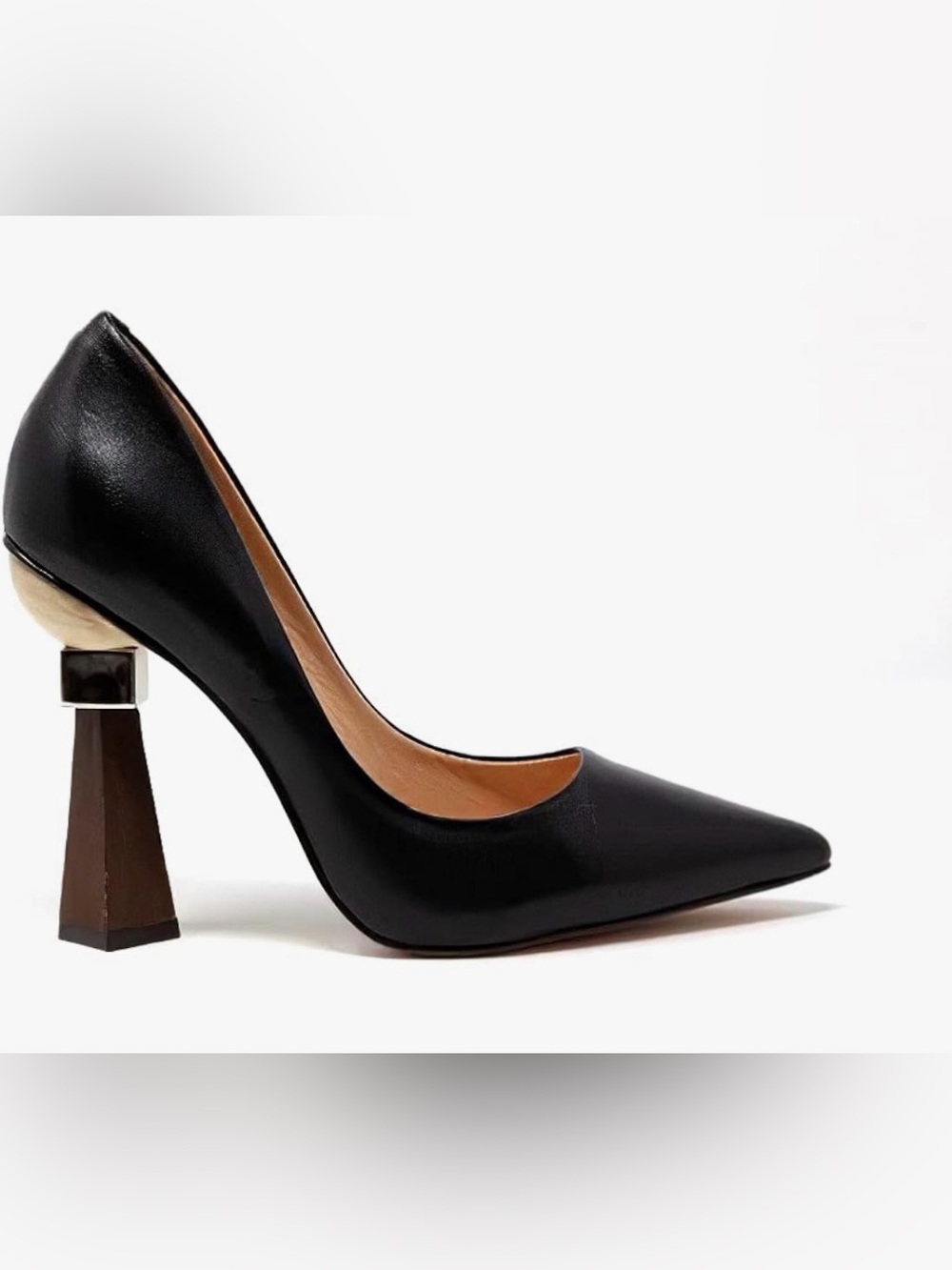 Black Sculptural Heel Leather Pumps Size 8.5 Never Worn